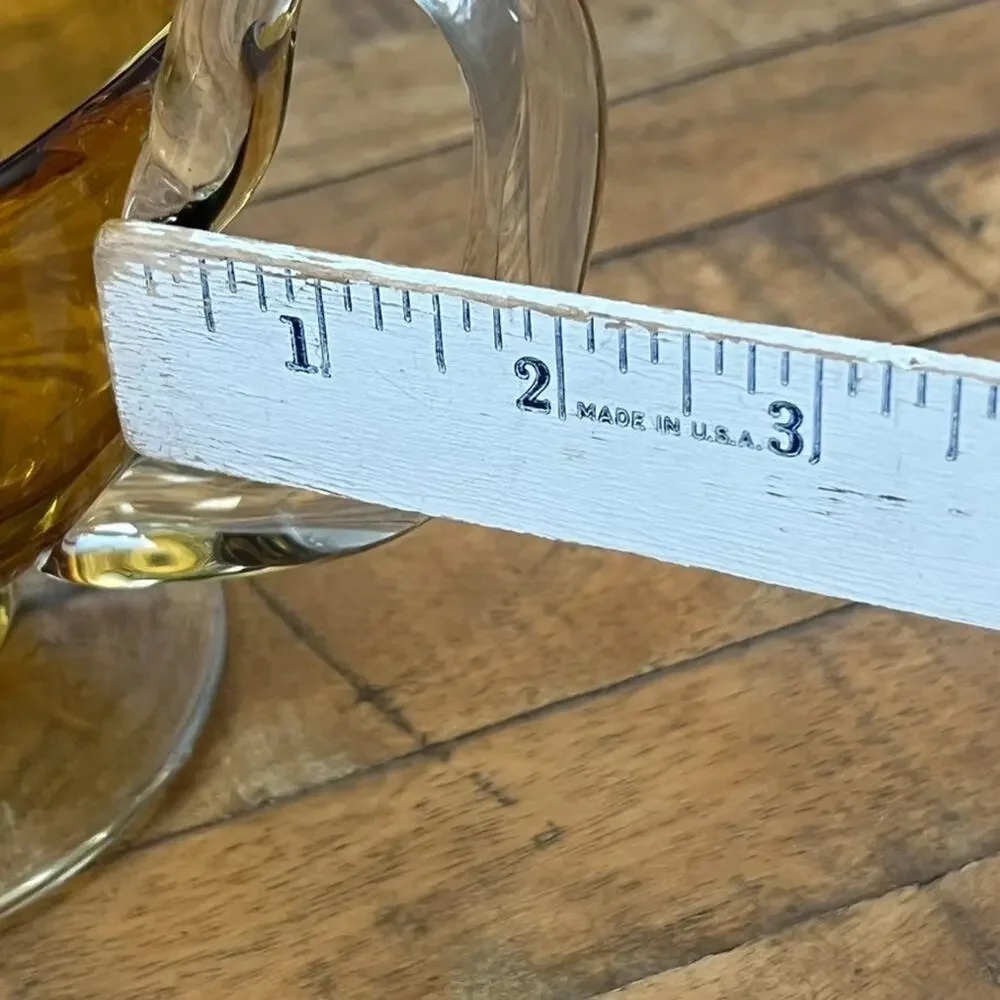 Vintage Williams Sonoma Amber Citrine Clear Glass Footed Gravy Sauce Hand Blown